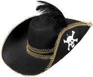 Widmann Black pirate hat with feather - Costume Accessory