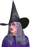 Widmann Witch hat with hair - Costume Accessory