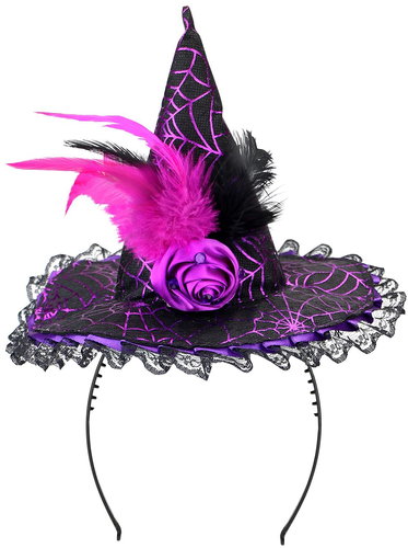 Widmann Hat with veil purple-black on headband - Costume Accessory - Main image