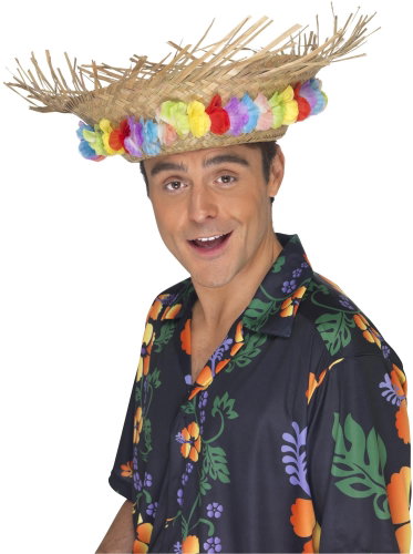 Smiffys Beach straw with flowers Hawaii - Costume Accessory - Main image