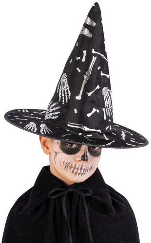 Carnival toys Witch hat with bone motif - Costume Accessory - Main image
