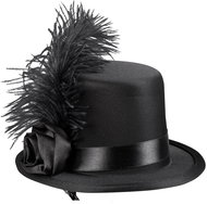 Boland Black hat with feathers - Costume Accessory