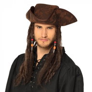 Boland Pirate hat with hair brown - Costume Accessory