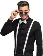 Boland White set of accessories glasses suspenders bow tie - Costume Accessory