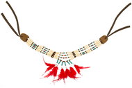 Boland Beaded necklace with Indian feathers - Costume Accessory