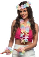 Boland Hawaiian pastel set, wreath bracelets and headband - Costume Accessory