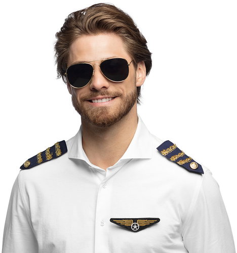 Boland Pilot set, party glasses, badge and epaulets - Costume Accessory - Main image