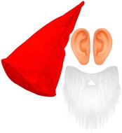 Widmann Red dwarf set, hat, beard, ears - Costume Accessory