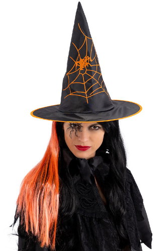 Carnival Toys Witch hat with orange hair - Wide-Brimmed Hat - Main image