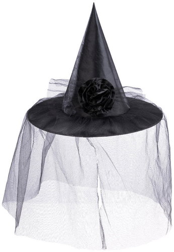 Carnival Toys Witch hat with flower and veil - Wide-Brimmed Hat - Main image