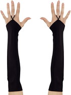 Widmann Black satin gloves with finger loop - Costume Accessory
