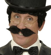 Widmann Moustache, black, retro - Costume Accessory
