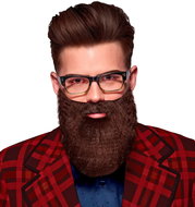 Widmann Full beard, brown with elastic band - Costume Accessory
