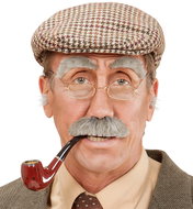 Widmann Artificial moustache and eyebrows, grey - Costume Accessory