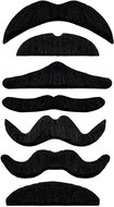 Widmann Mustache black, self-adhesive, 7 pcs - Costume Accessory