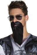 Boland Beard with moustache, biker, black - Costume Accessory