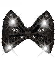 Widmann Black flashing sequin bow tie - Costume Accessory
