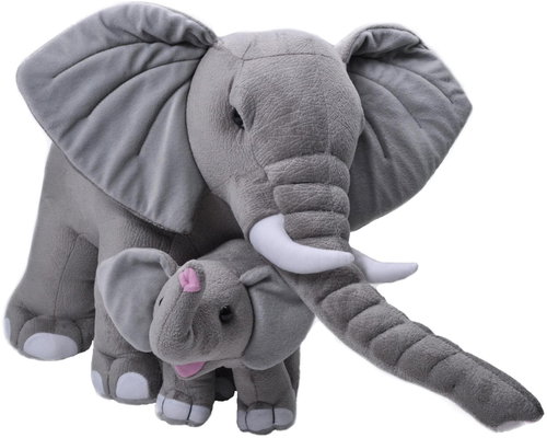 Wild Republic Plush female with baby elephant, 76 cm - Soft Toy - Main image