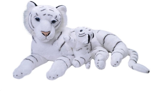 Wild Republic Plush female with cub - white tiger, 76 cm - Soft Toy - Main image