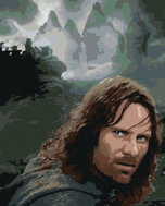 Zuty - Aragorn portrait (Lord of the Rings), 40×50 cm, stretched canvas on frame - Painting by Numbers