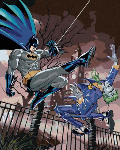 Zuty - Batman and the Joker in battle, 40×50 cm, without frame and without canvas shut off - Painting by Numbers - Main image