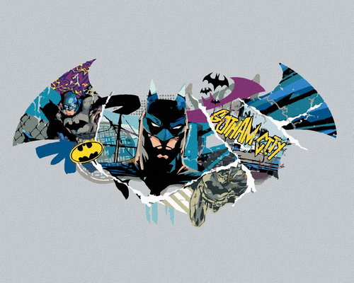 Zuty - Batman and logo, 40×50 cm, without frame and without shutting off the canvas - Painting by Numbers - Main image