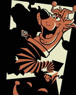 Zuty - Scooby-doo as a clown, 40×50 cm, without frame and without turning off the canvas - Painting by Numbers