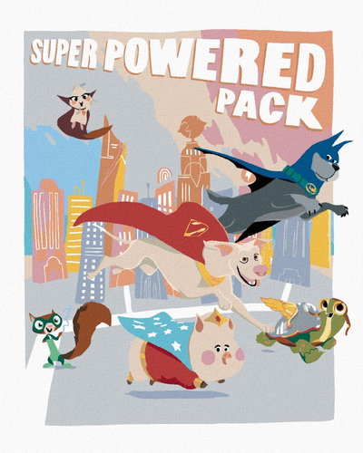 Zuty - Super power pack (dc league of super pets), 40×50 cm, off canvas on frame - Painting by Numbers - Main image