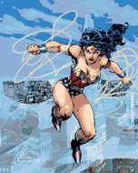 Zuty - Wonder woman and lasso in flight, 40×50 cm, without frame and without canvas shut off - Painting by Numbers