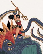 Zuty - Wonder woman and monster, 40×50 cm, off canvas on frame - Painting by Numbers