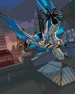 Zuty - Batman on the roof of a building, 40×50 cm, stretched canvas on frame - Painting by Numbers