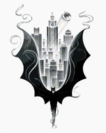 Zuty - Batman in black and white, 40×50 cm, without frame and without shutting off the canvas - Painting by Numbers