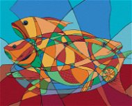 Abstraktné kubické ryby, 80 × 100 cm, bez rámu a bez vypnutia plátna - Maľovanie podľa čísel