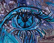 Abstraktní modré oko, 80×100 cm, vypnuté plátno na rám - Painting by Numbers