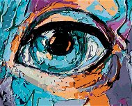Abstraktné oko mladého dievčaťa, 80 × 100 cm, plátno napnuté na rám - Maľovanie podľa čísel