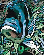 Abstraktná ryba zelená, 80 × 100 cm, bez rámu a bez napnutia plátna - Maľovanie podľa čísel