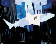 Abstraktný žralok v kubizme, 80 × 100 cm, vypnuté plátno na rám - Maľovanie podľa čísel