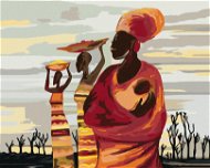 Africké ženy s dítětem, 80×100 cm, vypnuté plátno na rám - Painting by Numbers