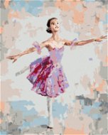 Baletka v ružových šatách, 40 × 50 cm, vypnuté plátno na rám - Maľovanie podľa čísel