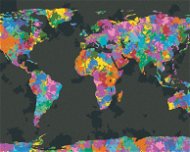 Farebná mapa sveta, 80 × 100 cm, plátno napnuté na rám - Maľovanie podľa čísel