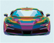 Farebné športové auto, 40 × 50 cm, bez rámu a bez vypnutia plátna - Maľovanie podľa čísel