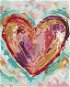 Barevné srdce na zeleném pozadí II (Haley Bush), 40×50 cm, vypnuté plátno na rám - Painting by Numbers
