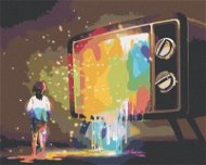 Barevné světlo z televize, 80×100 cm, vypnuté plátno na rám - Painting by Numbers