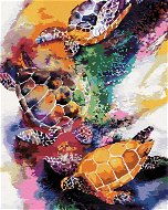 Barevné želvy ve vodě, 80×100 cm, vypnuté plátno na rám - Painting by Numbers