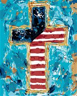 Barevný kříž (Haley Bush), 40×50 cm, bez rámu a bez vypnutí plátna - Painting by Numbers