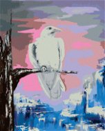 Bílá vrána na větvi, 80×100 cm, vypnuté plátno na rám - Painting by Numbers