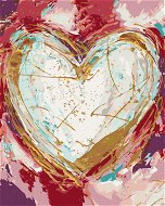 Biele srdce na farebnom pozadí (Haley Bush), 80 × 100 cm, plátno napnuté na rám - Maľovanie podľa čísel