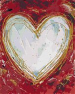Biele srdce na červenom pozadí (Haley Bush), 40×50 cm, bez rámu a bez vypnutia plátna - Maľovanie podľa čísel