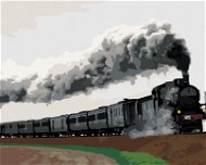 Černý parní vlak, 80×100 cm, bez rámu a bez vypnutí plátna - Painting by Numbers