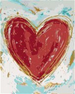 Červené srdce na farebnom pozadí (Haley Bush), 80 × 100 cm, vypnuté plátno na rám - Maľovanie podľa čísel